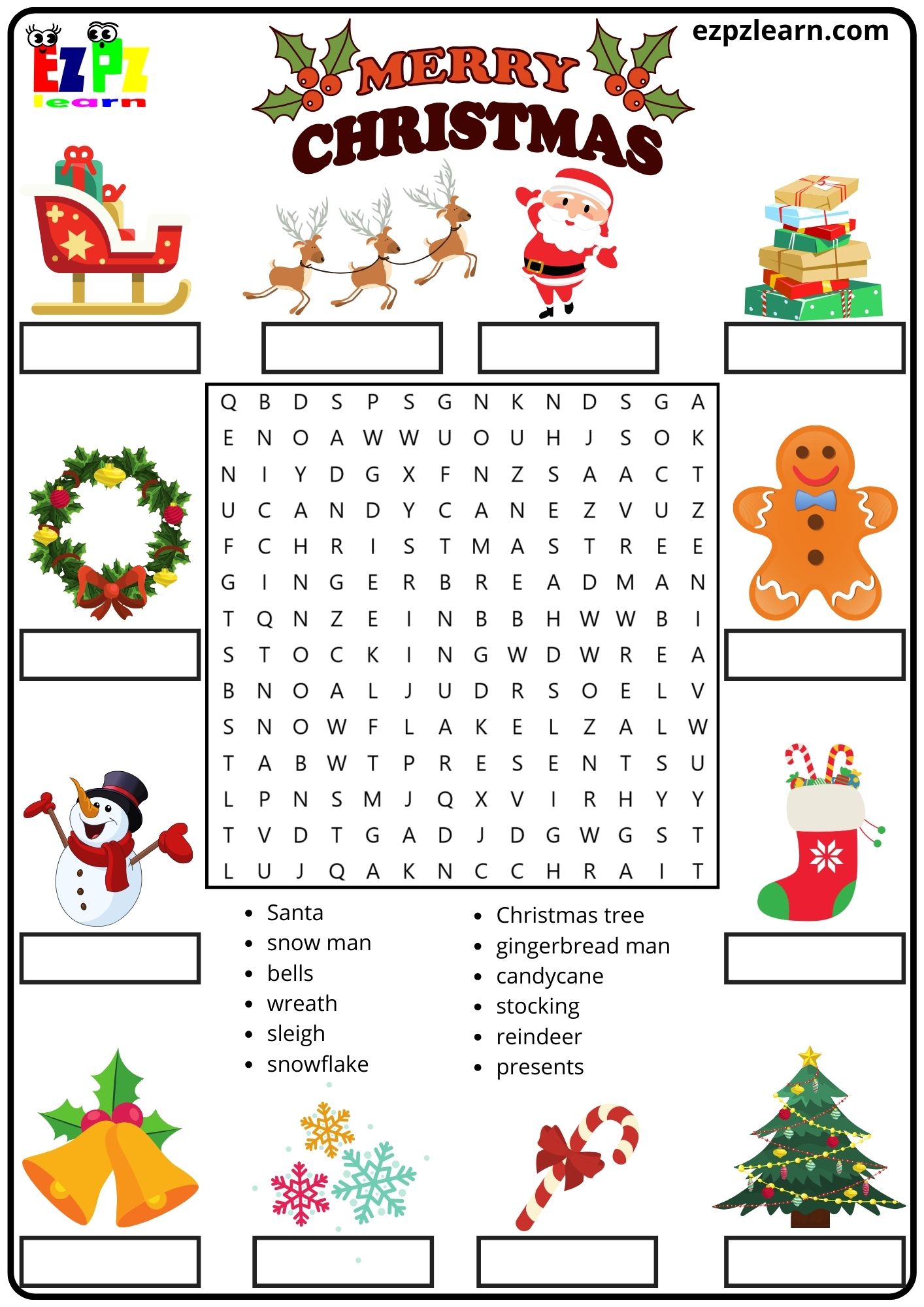 Merry Christmas Vocabulary Word Search And Match The Words Activity For merry-christmas-vocabulary-word-search-and-match-the-words-activity-for